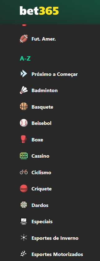 Lista de esportes da Bet365 - parte 1