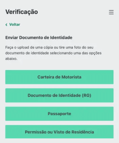Cadastro e validação da conta bancária