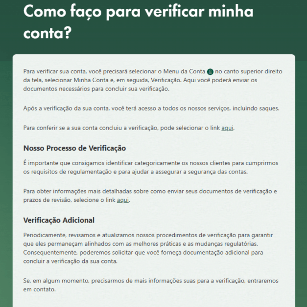 Verificação de conta (KYC)
