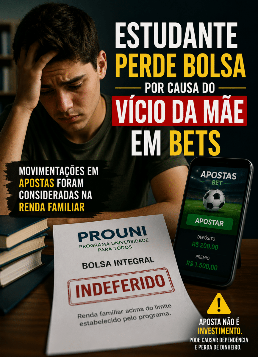 Estudante perde bolsa por causa do vicio da mãe em bets